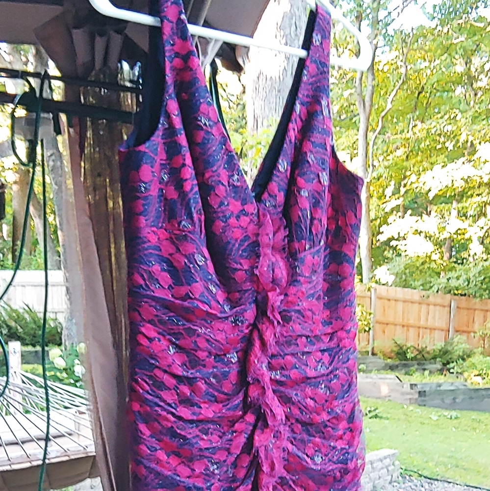 Carmen Marc Valvo Lacey Red and Navy Dress